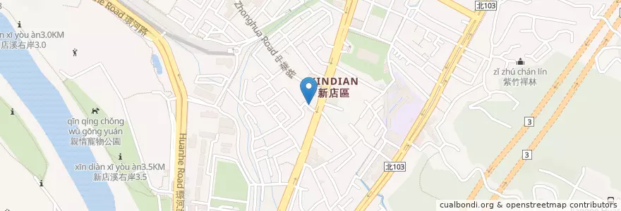 Mapa de ubicacion de 新店檳榔路郵局 en Taiwan, Nuova Taipei, Distretto Di Xindian.