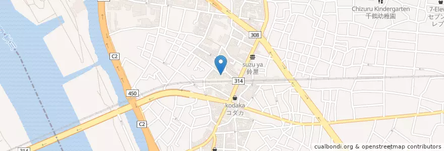 Mapa de ubicacion de 天理教堀切分教會 en Japão, Tóquio, 葛飾区.