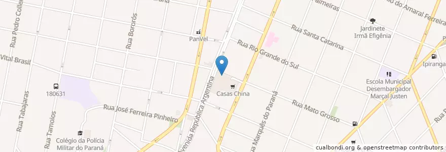 Mapa de ubicacion de Bradesco en البَرَازِيل, المنطقة الجنوبية, بارانا, Região Geográfica Intermediária De Curitiba, Região Metropolitana De Curitiba, Microrregião De Curitiba, كوريتيبا.