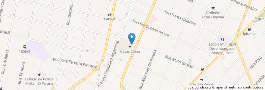 Mapa de ubicacion de Santander en برزیل, منطقه جنوب برزیل, پارانا, Região Geográfica Intermediária De Curitiba, Região Metropolitana De Curitiba, Microrregião De Curitiba, کوریتیبا.