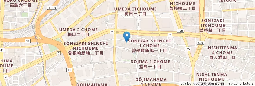 Mapa de ubicacion de 木曽路 en Japan, Präfektur Osaka, 大阪市, 北区.
