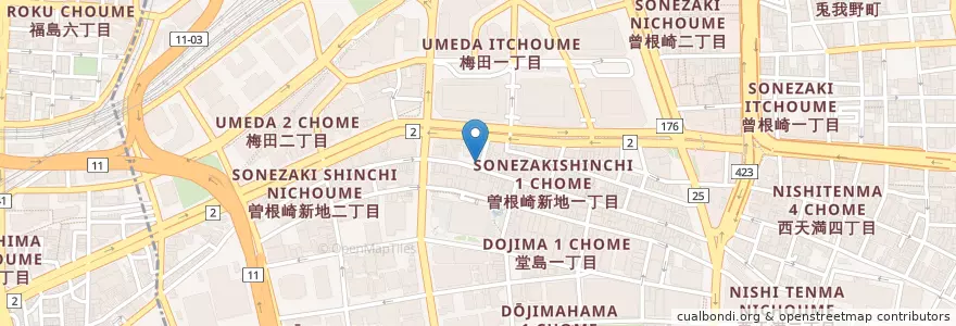 Mapa de ubicacion de 割烹松本 en Япония, Осака, 大阪市, 北区.