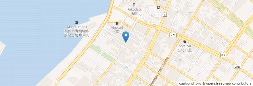 Mapa de ubicacion de 函館ラーメンかもめ en Japonya, 北海道, 渡島総合振興局, 函館市.