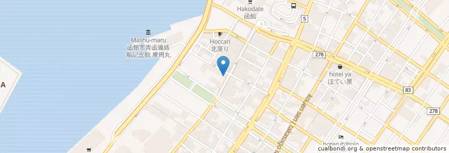 Mapa de ubicacion de マルヤマ商店 en اليابان, محافظة هوكايدو, 渡島総合振興局, 函館市.