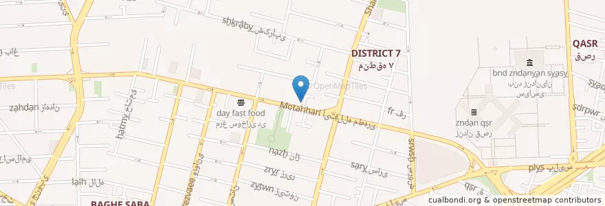Mapa de ubicacion de داروخانه شبانه روزی مطهر en Iran, Téhéran, شهرستان تهران, Téhéran, بخش مرکزی شهرستان تهران.