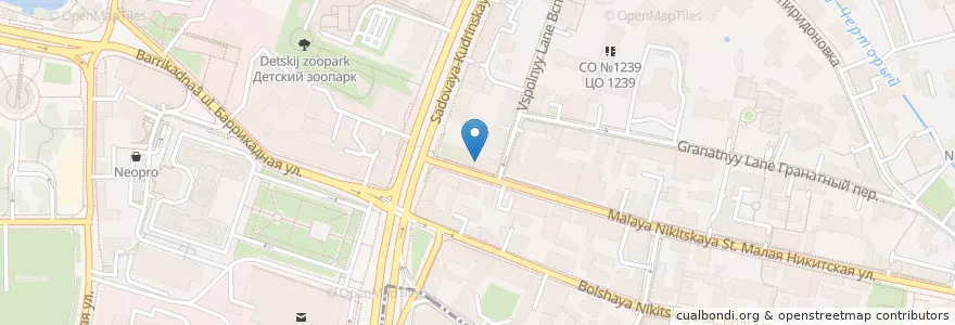 Mapa de ubicacion de Посольство Тунисской республики en Rusland, Centraal Federaal District, Moskou, Центральный Административный Округ, Пресненский Район.