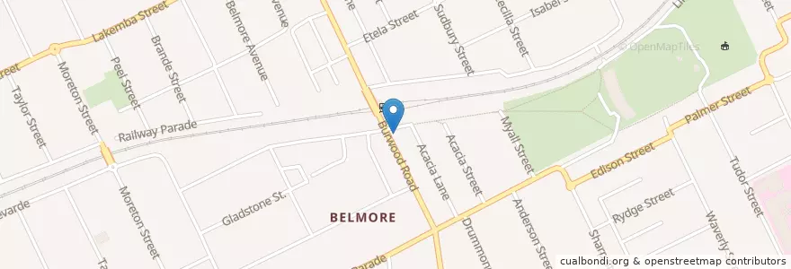 Mapa de ubicacion de Belmore Hotel en استرالیا, New South Wales, Canterbury-Bankstown Council, Sydney.
