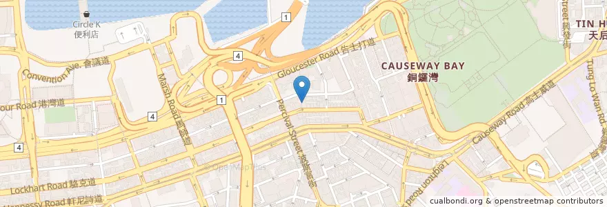 Mapa de ubicacion de Think Cafe en 中国, 広東省, 香港, 香港島, 新界, 灣仔區 Wan Chai District.
