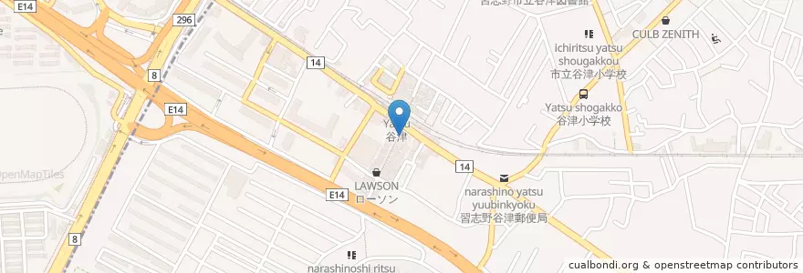 Mapa de ubicacion de ちよだ鮨 en Jepun, 千葉県, 習志野市.