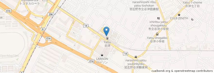 Mapa de ubicacion de 三菱東京UFJ銀行 en Japón, Prefectura De Chiba, Narashino.