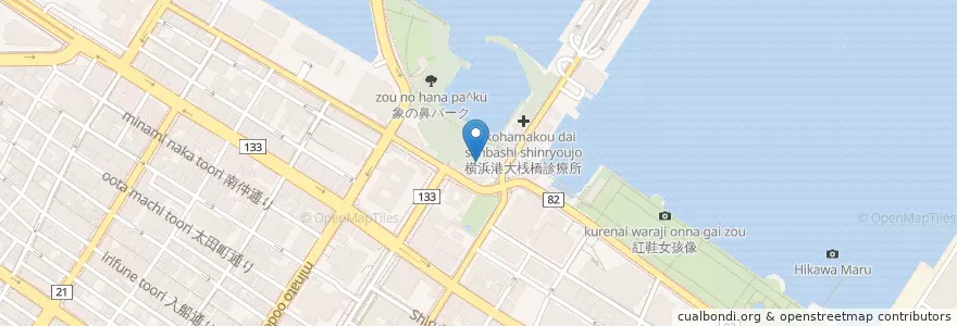 Mapa de ubicacion de LIVE&BAR 風鈴 en اليابان, كاناغاوا, 横浜市, 中区.