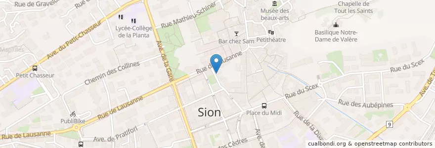 Mapa de ubicacion de Hasta en Suiza, Vallés, Sion, Sion.