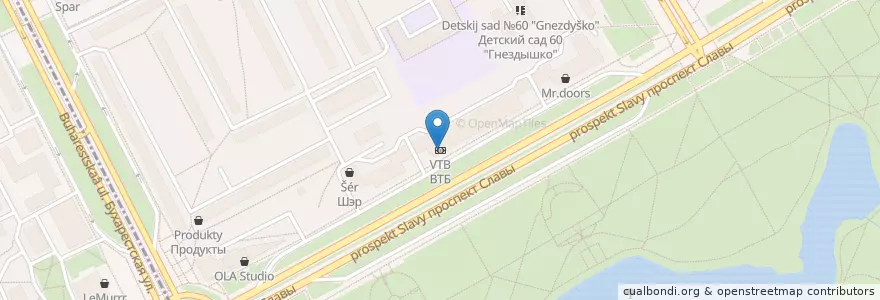 Mapa de ubicacion de VTB en Russia, Northwestern Federal District, Leningrad Oblast, Saint Petersburg, Фрунзенский Район, Округ № 72.