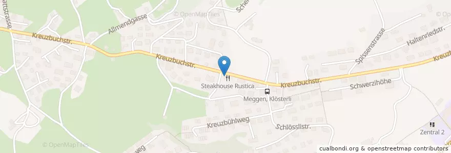 Mapa de ubicacion de Rustica Pub en Suiza, Lucerna, Meggen.