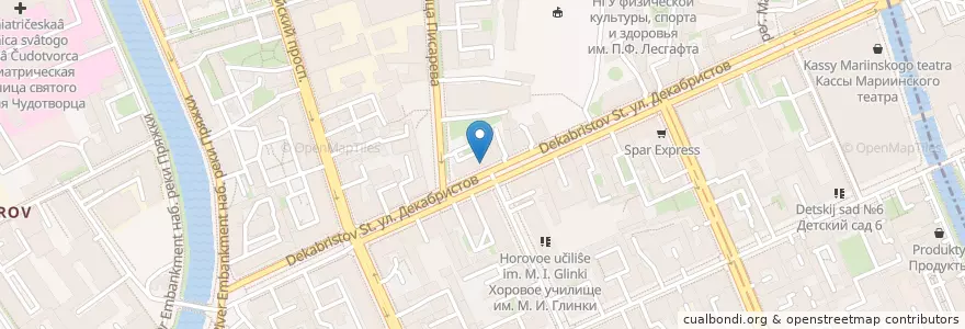 Mapa de ubicacion de Street en Russia, Northwestern Federal District, Leningrad Oblast, Saint Petersburg, Адмиралтейский Район, Округ Коломна.