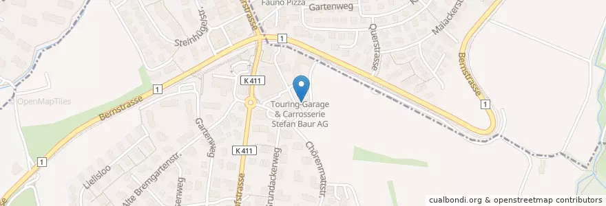 Mapa de ubicacion de Touring-Garage & Carrosserie Stefan Baur AG en Schweiz/Suisse/Svizzera/Svizra, Aargau, Bezirk Bremgarten, Berikon.