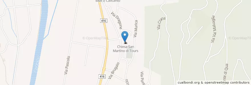 Mapa de ubicacion de Chiesa San Martino di Tours en Switzerland, Ticino, Distretto Di Blenio, Circolo Di Malvaglia, Serravalle.