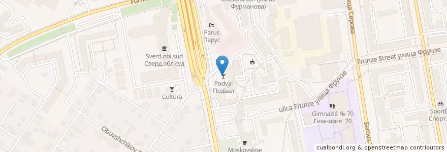 Mapa de ubicacion de Подвал en Rusia, Уральский Федеральный Округ, Свердловская Область, Городской Округ Екатеринбург.