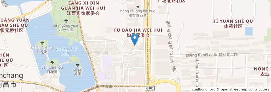 Mapa de ubicacion de 江西省妇幼保健院‎ en 中国, 江西省, 南昌市, 东湖区, 公园街道.