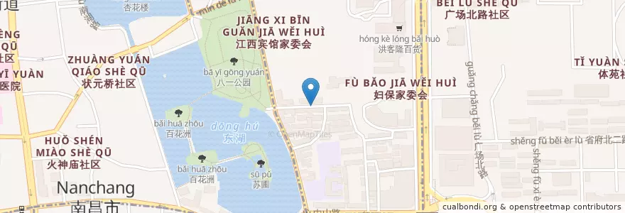 Mapa de ubicacion de 南昌市第二中学 en 中国, 江西省, 南昌市, 东湖区, 公园街道.