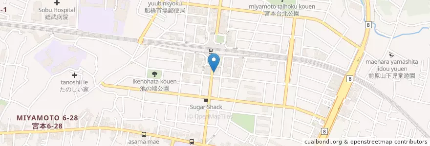 Mapa de ubicacion de くすりの福太郎 en 日本, 千葉県, 船橋市.