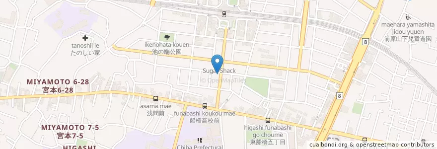 Mapa de ubicacion de カフェ•ド•レイロ en Япония, Тиба, 船橋市.