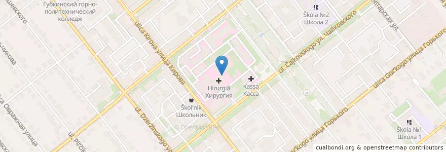 Mapa de ubicacion de ЦРБ en Russia, Distretto Federale Centrale, Белгородская Область, Губкинский Городской Округ.