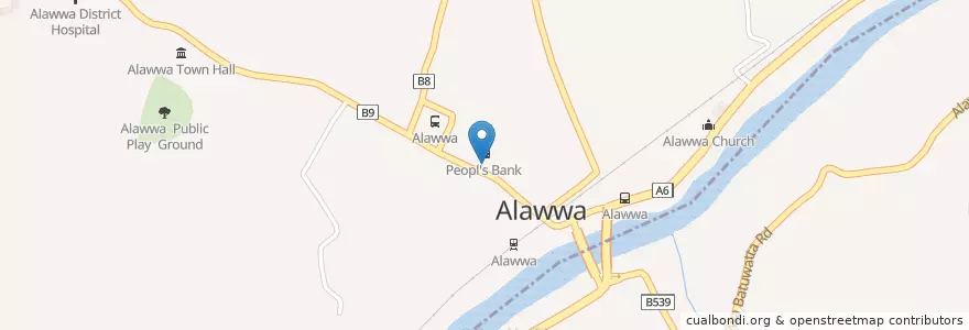 Mapa de ubicacion de People's Bank ATM en ශ්‍රී ලංකාව இலங்கை, වයඹ පළාත, කුරුණෑගල දිස්ත්‍රික්කය.