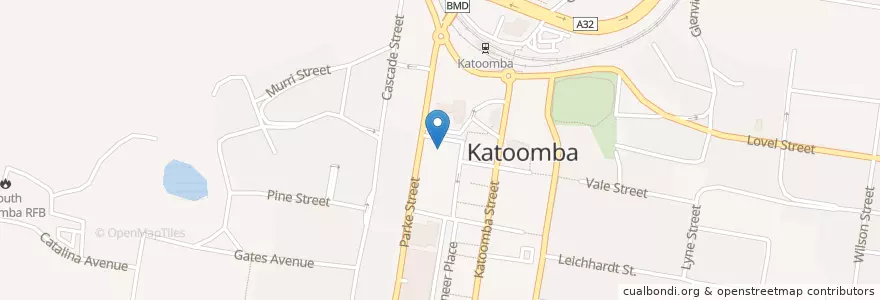 Mapa de ubicacion de Katoomba Library en 오스트레일리아, New South Wales, 시드니, Blue Mountains City Council.