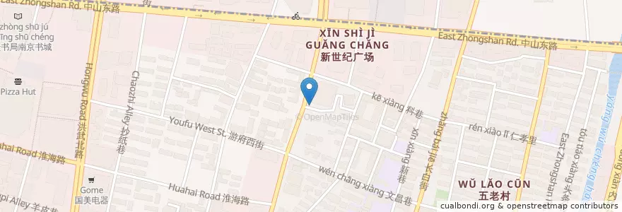 Mapa de ubicacion de 秦淮区政府 en China, Jiangsu, Nanjing, Qinhuai.