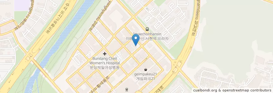 Mapa de ubicacion de 현대신도시 주유소 en كوريا الجنوبية, 경기도, 분당구.
