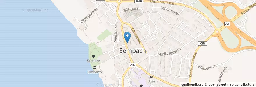 Mapa de ubicacion de Bierhaus en Zwitserland, Luzern, Sempach.