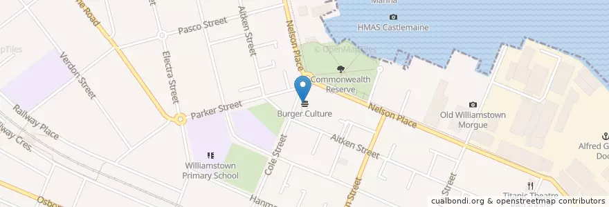 Mapa de ubicacion de Burger Culture en オーストラリア, ビクトリア, City Of Hobsons Bay.