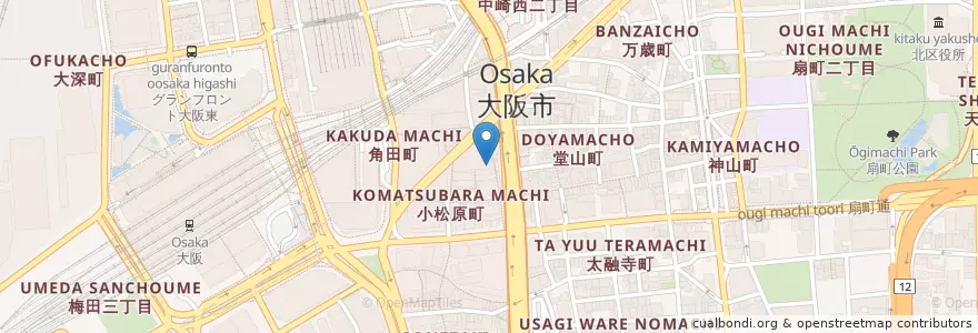 Mapa de ubicacion de 横綱ガーデン en اليابان, أوساكا, أوساكا, 北区.