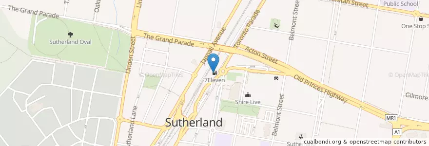 Mapa de ubicacion de 7Eleven en Australië, Nieuw-Zuid-Wales, Sutherland Shire Council, Sydney.