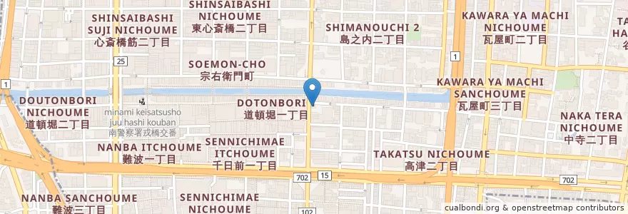 Mapa de ubicacion de TONI ONE en Japonya, 大阪府, 大阪市, 中央区.