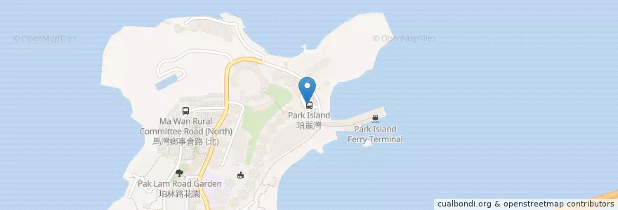 Mapa de ubicacion de 珀麗灣 Park Island en الصين, هونغ كونغ, غوانغدونغ, الأقاليم الجديدة, 荃灣區 Tsuen Wan District.