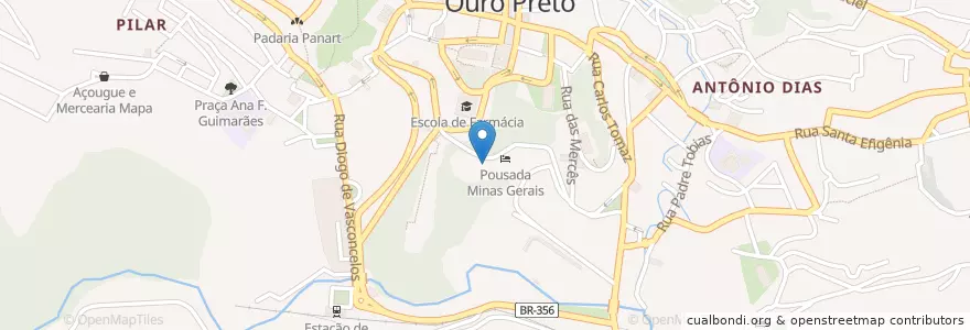 Mapa de ubicacion de Biz e Biu en 브라질, 남동지방, 미나스제라이스, Microrregião Ouro Preto, Região Geográfica Intermediária De Belo Horizonte, Ouro Preto.