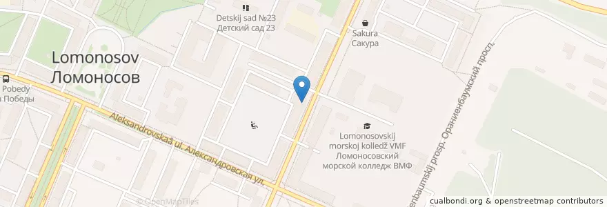Mapa de ubicacion de Банк "Балтийский" en Rusland, Северо-Западный Федеральный Округ, Oblast Leningrad, Sint-Petersburg, Петродворцовый Район, Ломоносов.