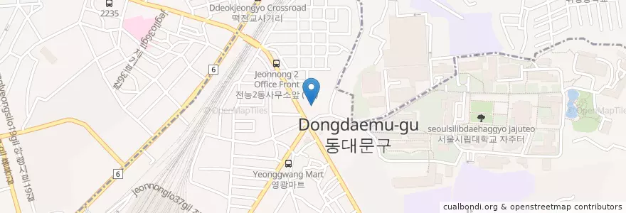 Mapa de ubicacion de 엔탑PC방 en 대한민국, 서울, 동대문구, 전농1동.