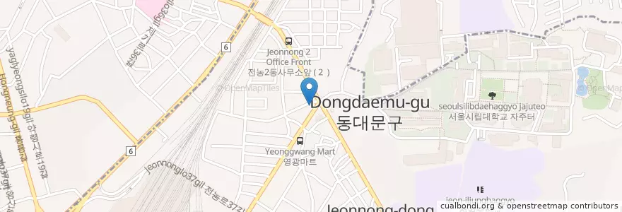 Mapa de ubicacion de 미스터피자 en Güney Kore, Seul, 동대문구, 전농1동.