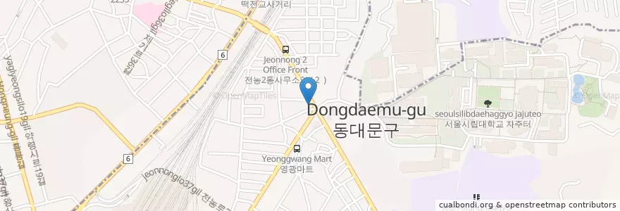 Mapa de ubicacion de 엔제리너스 en Corea Del Sur, Seúl, 동대문구, 전농1동.