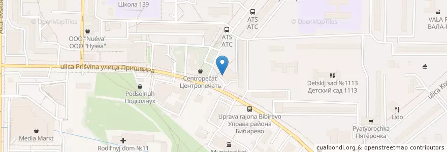 Mapa de ubicacion de Тануки en روسيا, Центральный Федеральный Округ, Москва, Северо-Восточный Административный Округ, Район Бибирево.