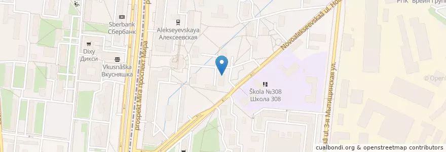 Mapa de ubicacion de Люксдент en 俄罗斯/俄羅斯, Центральный Федеральный Округ, Москва, Северо-Восточный Административный Округ, Алексеевский Район.