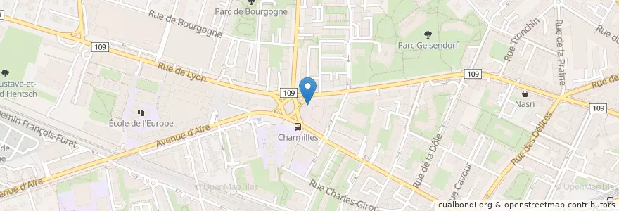 Mapa de ubicacion de Charmilles en Schweiz/Suisse/Svizzera/Svizra, Genève, Genève, Genève.