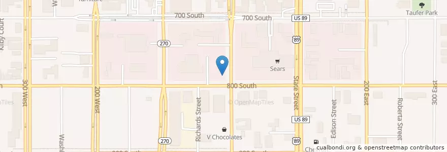 Mapa de ubicacion de Wells Fargo en アメリカ合衆国, ユタ州, Salt Lake County, Salt Lake City.