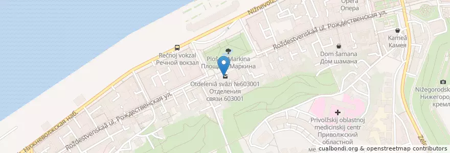 Mapa de ubicacion de Нижний Новгород 603001 en 俄罗斯/俄羅斯, Приволжский Федеральный Округ, 下诺夫哥罗德州, Городской Округ Нижний Новгород.