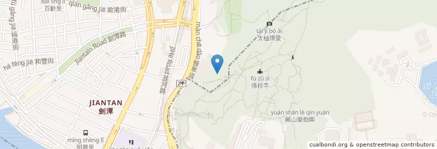 Mapa de ubicacion de 圓山觀音洞 en 타이완, 신베이 시, 타이베이시, 스린 구.