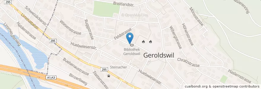 Mapa de ubicacion de Bibliothek Geroldswil en 스위스, 취리히, Bezirk Dietikon, Geroldswil.
