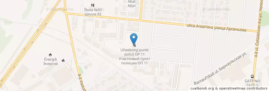 Mapa de ubicacion de Участковый пункт полиции ОП 11 en Russland, Föderationskreis Sibirien, Oblast Omsk, Омский Район, Городской Округ Омск.